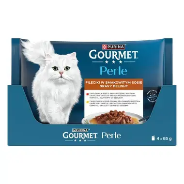 Gourmet Perle Gravy Delight kapsičky pre mačky kura, hovädzie v omáčke
