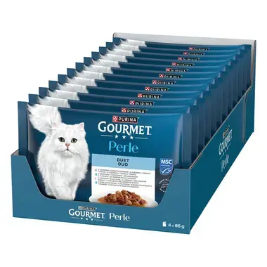 Gourmet Perle DUO kapsičky pre mačky losos a treska, morské ryby a tuniak, losos a bielomäsé ryby, sardinky a tuniak