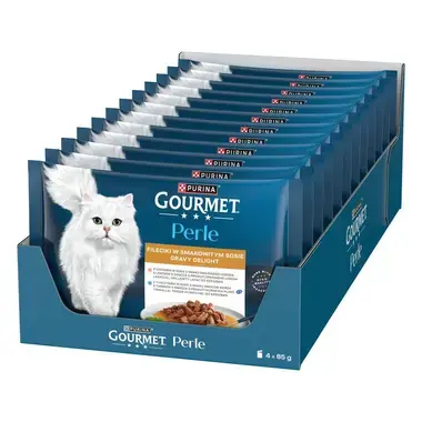 Gourmet Perle Gravy Delight kapsičky pre mačky losos, tuniak v omáčke