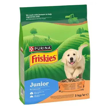Friskies® Junior s kuraťom a zeleninou s mliekom