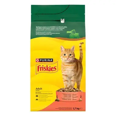 Friskies granuly pre mačky hovädzie, kura, zelenina 