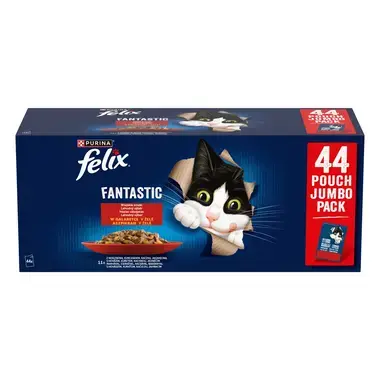 FELIX Fantastic kaspičky pre mačky hovädzie, kura, kačica, jahňacie 44×85 g