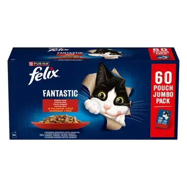 FELIX Fantastic kaspičky pre mačky hovädzie, kura, kačica, jahňacie 60×85 g