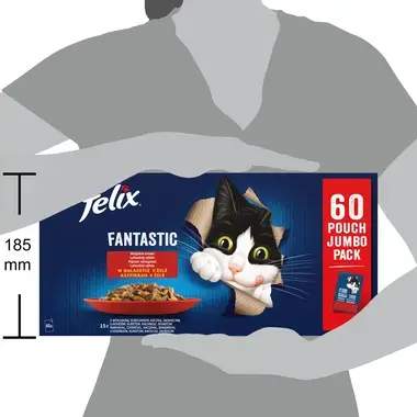 FELIX Fantastic kaspičky pre mačky hovädzie, kura, kačica, jahňacie 60×85 g