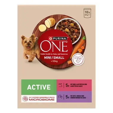 Purina® ONE® Mini Dog Active kapsičky pre psov hovädzie, kačka v šťave