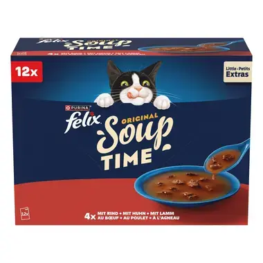 FELIX® Soup polievky s hovädzím, kuraťom, jahňacím 12 x 48 g