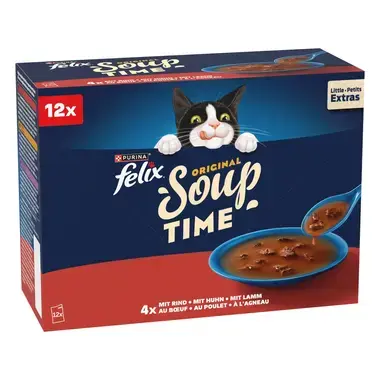 FELIX® Soup polievky s hovädzím, kuraťom, jahňacím 12 x 48 g