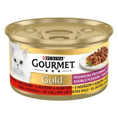 GOURMET GOLD Duo Hovädzie a Kura - predná strana