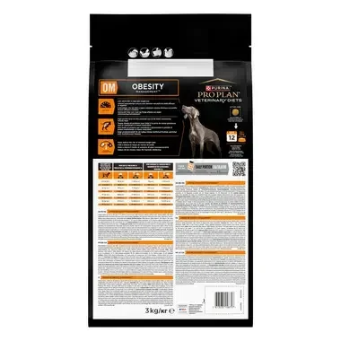 PURINA® PRO PLAN® VETERINARY DIETS OM Obesity Management pre psov - zadná strana