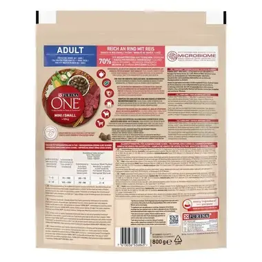 Purina ONE® MINI Adult Dog s hovädzím - zadná strana