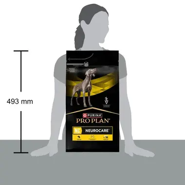 ​PURINA® PRO PLAN® Canine NC Neurocare, krmivo pre psov - porovnanie s výškou človeka