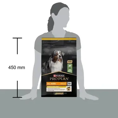 PURINA® PRO PLAN® All Sizes Adult Light Sterilised, granule pre psov s jahňacím - ukážka velikosti balenia