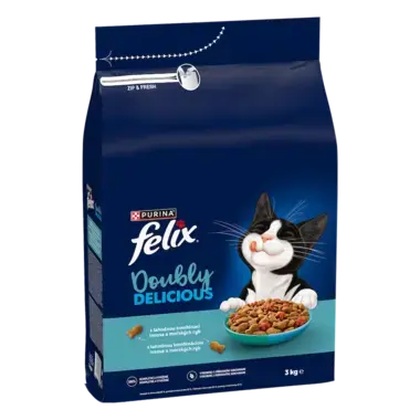 Felix Doubly Delicious, granuly pre mačky s lososom a morskými rybami, balenie 3 kg