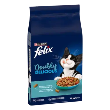 Felix Doubly Delicious, granuly pre mačky s lososom a morskými rybami, balenie 10 kg
