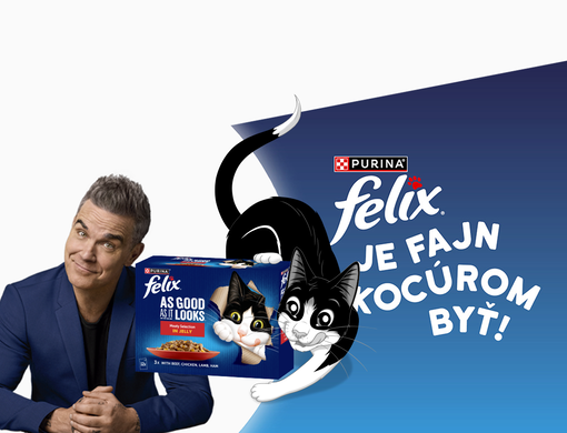 Robbie Willliams a Felix s produktom Purina Felix®